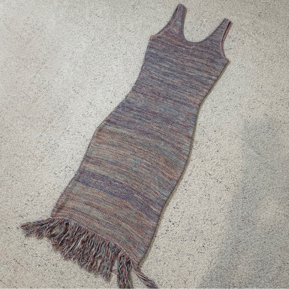 Multicolor Knit Fringe Dress Size S by Future Collective & Alani Noelle - Picture 12 of 12